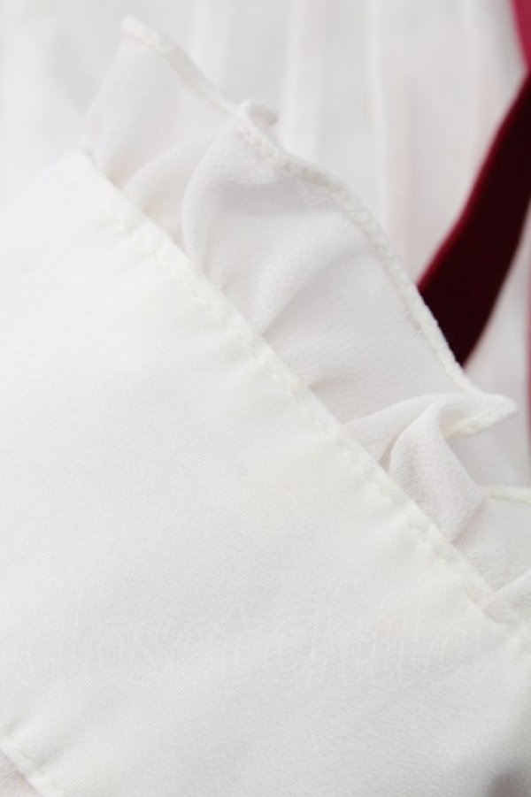 画像6: axes femme POETIQUE / ベロアリボンハイネック長袖ブラウス  アイボリーＸボルドー T-25-12-18-009-AX-JA-SA-ZT (6)