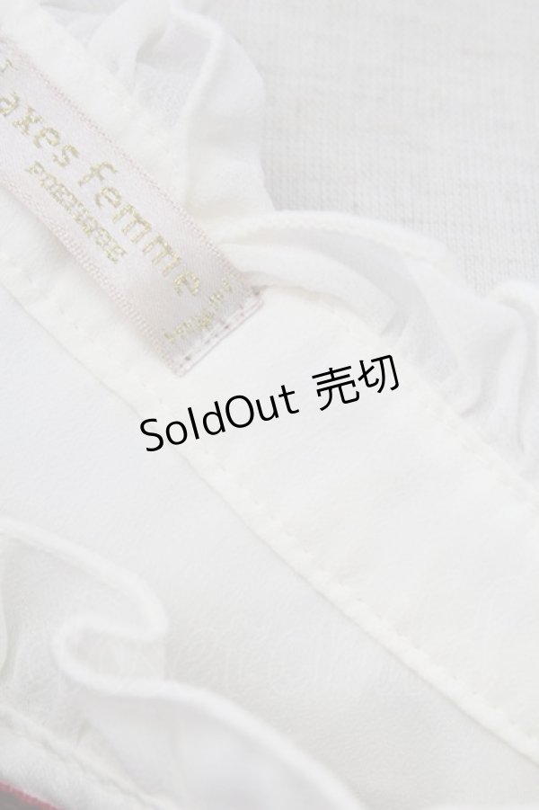 画像7: axes femme POETIQUE / ベロアリボンハイネック長袖ブラウス  アイボリーＸボルドー T-25-12-18-009-AX-JA-SA-ZT390 (7)