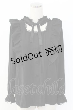 画像: Rojita / デコルテ開きラッフルボリュームブラウス  黒 T-25-12-18-002-LO-BL-SA-ZT