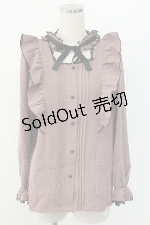 画像: Rojita / デコルテ開きラッフルボリュームブラウス  ピンクＸ黒 T-25-12-18-011-LO-BL-SA-ZT391