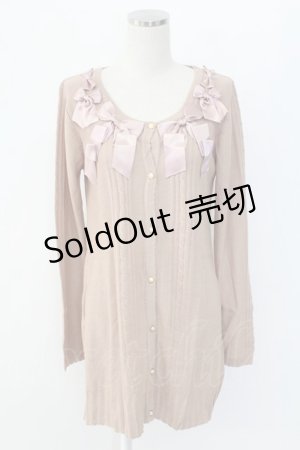 画像: axes femme / リボンいっぱいロングカーディガン  ピンク T-25-12-18-012-AX-TO-SA-ZT