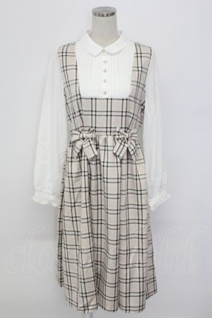 画像: axes femme / チェックリボンドッキングワンピース F ベージュ T-25-12-18-013-AX-OP-SA-ZT