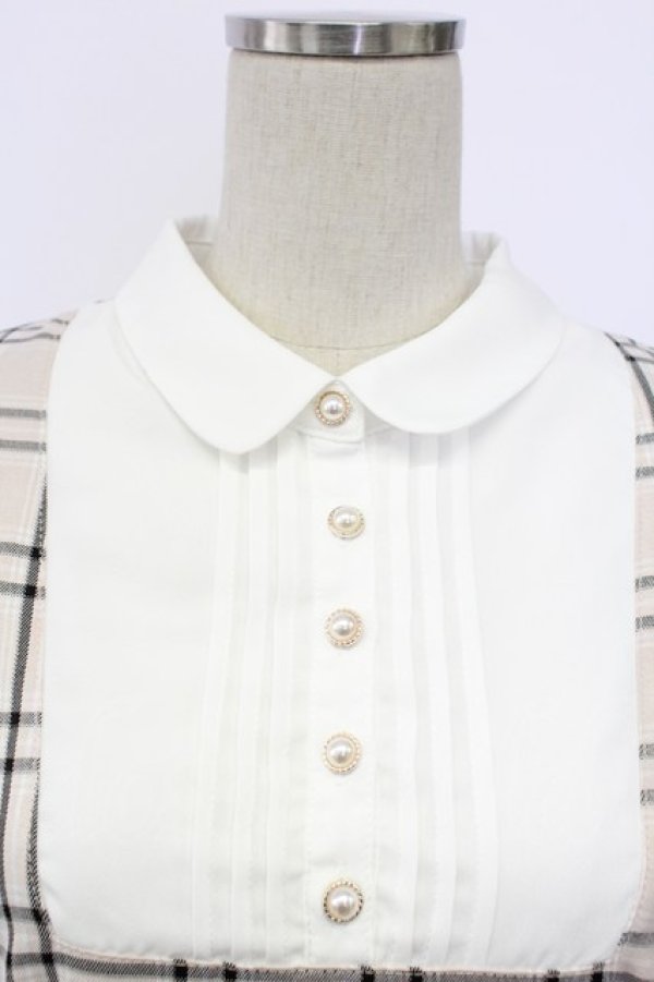 画像3: axes femme / チェックリボンドッキングワンピース F ベージュ T-25-12-18-013-AX-OP-SA-ZT (3)