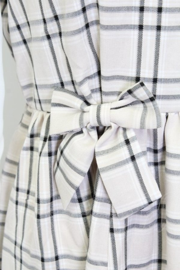 画像4: axes femme / チェックリボンドッキングワンピース F ベージュ T-25-12-18-013-AX-OP-SA-ZT (4)