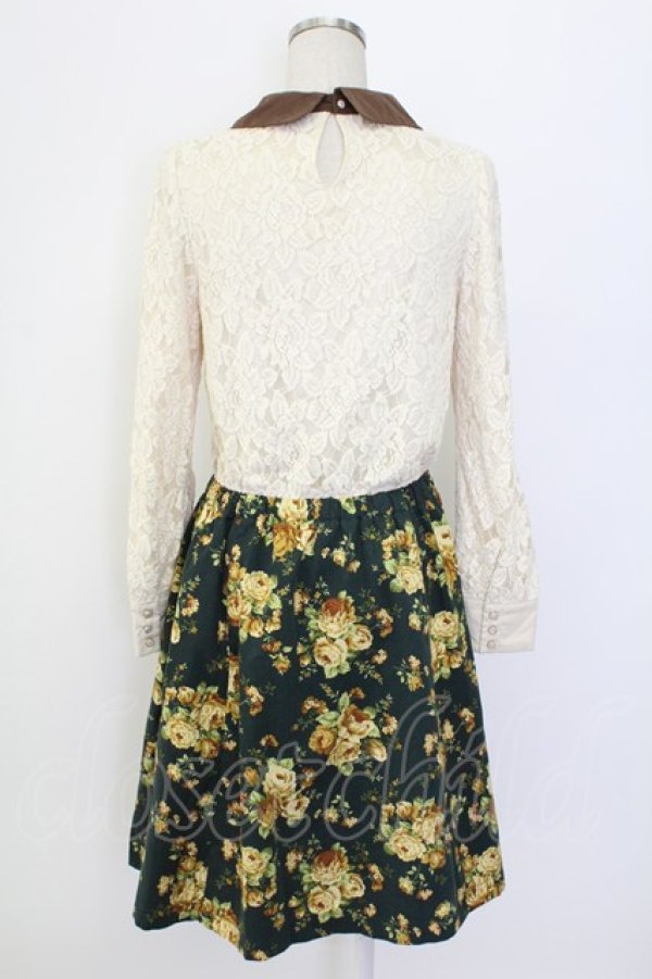 画像2: axes femme / レース切り替えネックレス風ワンピース M グリーン T-25-12-18-014-AX-OP-SA-ZT (2)