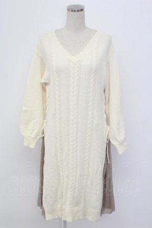 画像: axes femme / サイドプリーツニットワンピース M ホワイト T-25-12-18-015-AX-OP-SA-ZT