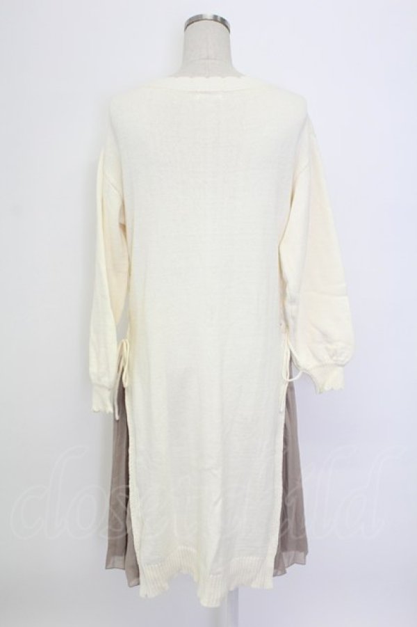 画像2: axes femme / サイドプリーツニットワンピース M ホワイト T-25-12-18-015-AX-OP-SA-ZT (2)