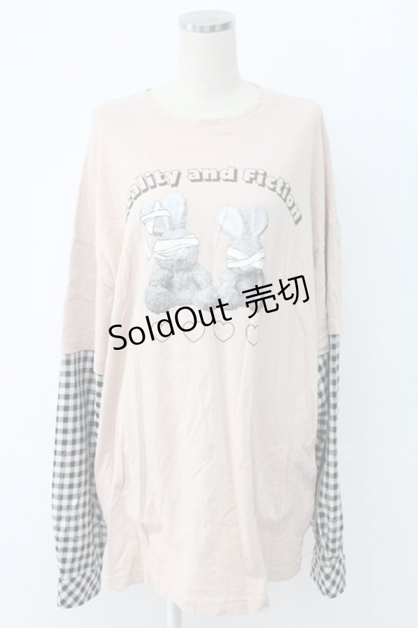 画像1: Ank Rouge / Reality and Fictionカットワンピース  ピンクＸ黒白チェック T-25-12-18-016-CA-OP-SA-ZT (1)