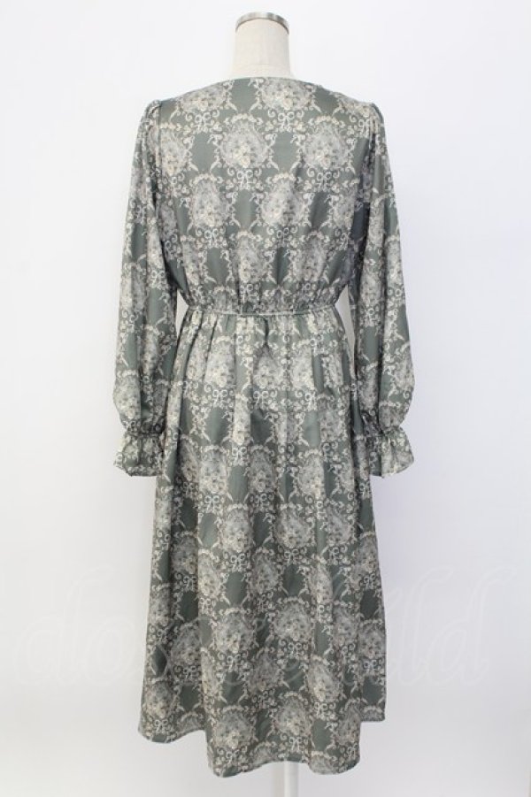 画像2: axes femme / ローズガーランド柄ロングワンピース  グリーン T-25-12-18-019-AX-OP-SA-ZT (2)