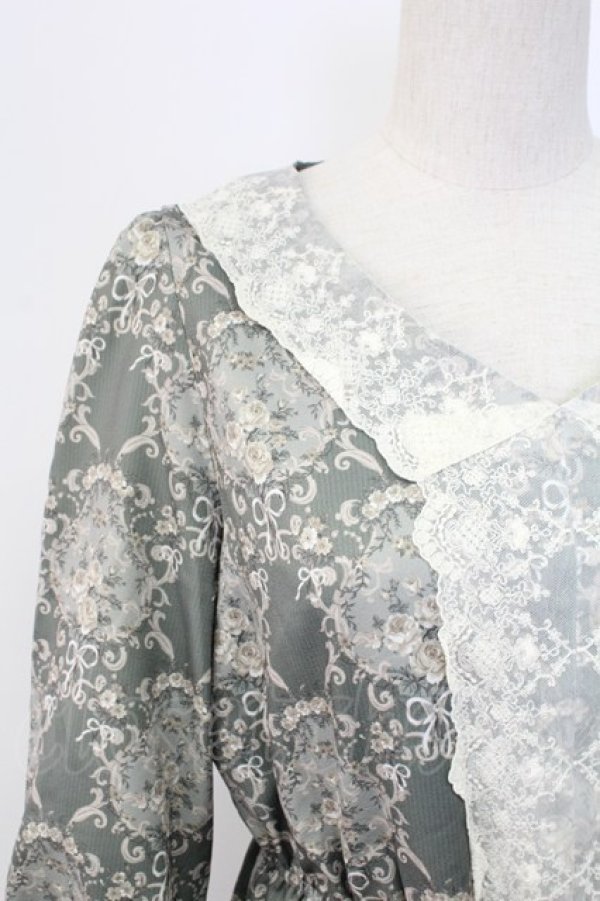 画像3: axes femme / ローズガーランド柄ロングワンピース  グリーン T-25-12-18-019-AX-OP-SA-ZT (3)