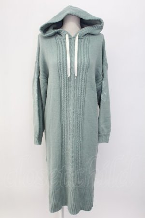 画像: axes femme / 袖刺繍パーカーニットワンピース  サックス T-25-12-18-020-AX-OP-SA-ZT