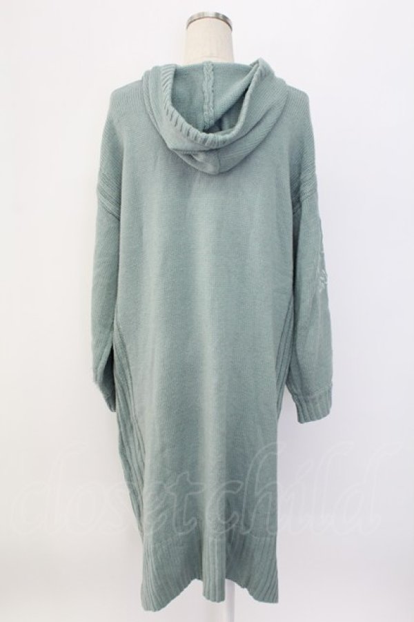 画像2: axes femme / 袖刺繍パーカーニットワンピース  サックス T-25-12-18-020-AX-OP-SA-ZT (2)