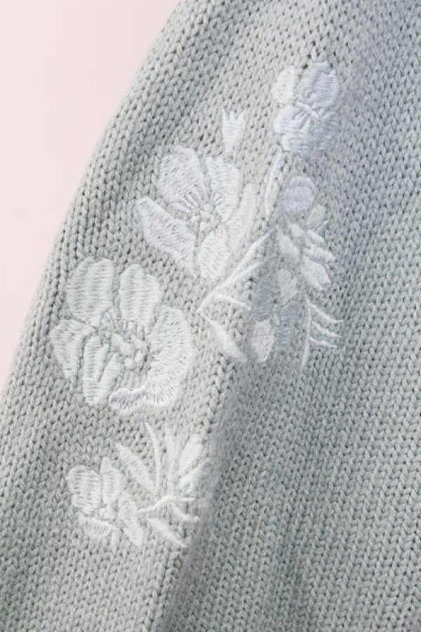 画像3: axes femme / 袖刺繍パーカーニットワンピース  サックス T-25-12-18-020-AX-OP-SA-ZT (3)