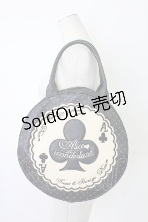 画像: SWIMMER / クローバー柄丸型バッグ  黒ｘアイボリー T-25-12-19-043-EL-BG-SA-ZT