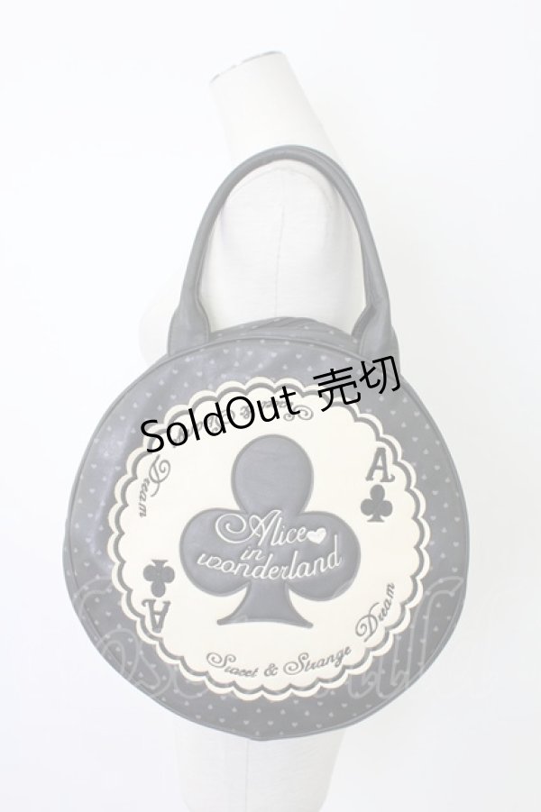 画像1: SWIMMER / クローバー柄丸型バッグ  黒ｘアイボリー T-25-12-19-043-EL-BG-SA-ZT (1)