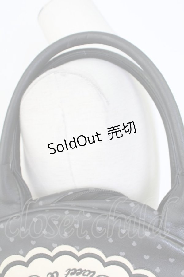 画像4: SWIMMER / クローバー柄丸型バッグ  黒ｘアイボリー T-25-12-19-043-EL-BG-SA-ZT (4)