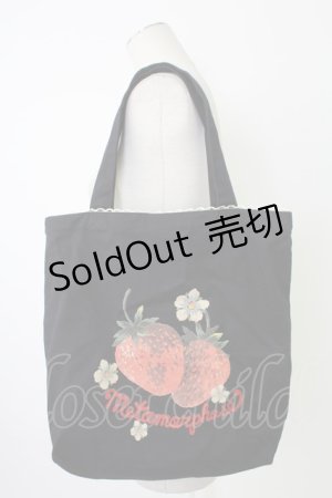 画像: metamorphose / いちごptトートバッグ  ブラック T-25-12-19-044-ME-BG-SA-ZT