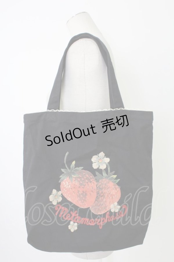 画像1: metamorphose / いちごptトートバッグ  ブラック T-25-12-19-044-ME-BG-SA-ZT (1)