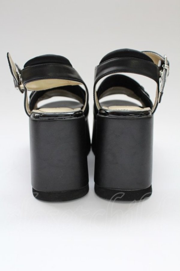 画像3: YOSUKE / チャイナボタンバンコウウェッジサンダル M 黒 T-25-12-19-048-PU-SH-SA-ZT (3)