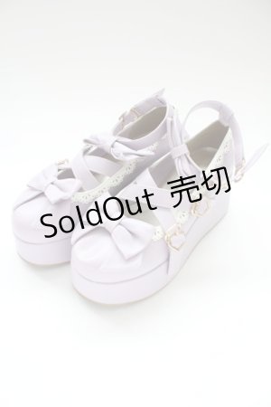 画像: axes femme kawaii / リボンスカラップ配色シューズ L パープルＸ白 T-25-12-19-049-AX-SH-SA-ZT