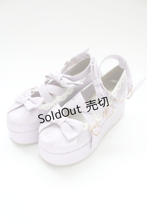 画像1: axes femme kawaii / リボンスカラップ配色シューズ L パープルＸ白 T-25-12-19-049-AX-SH-SA-ZT (1)