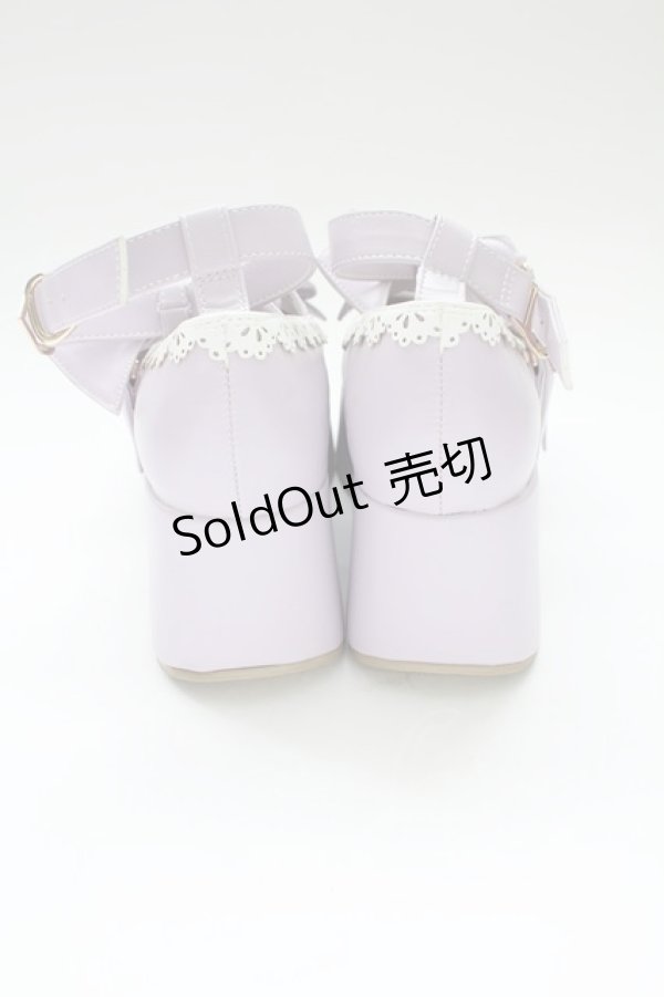 画像3: axes femme kawaii / リボンスカラップ配色シューズ L パープルＸ白 T-25-12-19-049-AX-SH-SA-ZT (3)