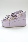 画像4: axes femme kawaii / リボンスカラップ配色シューズ L パープルＸ白 T-25-12-19-049-AX-SH-SA-ZT (4)