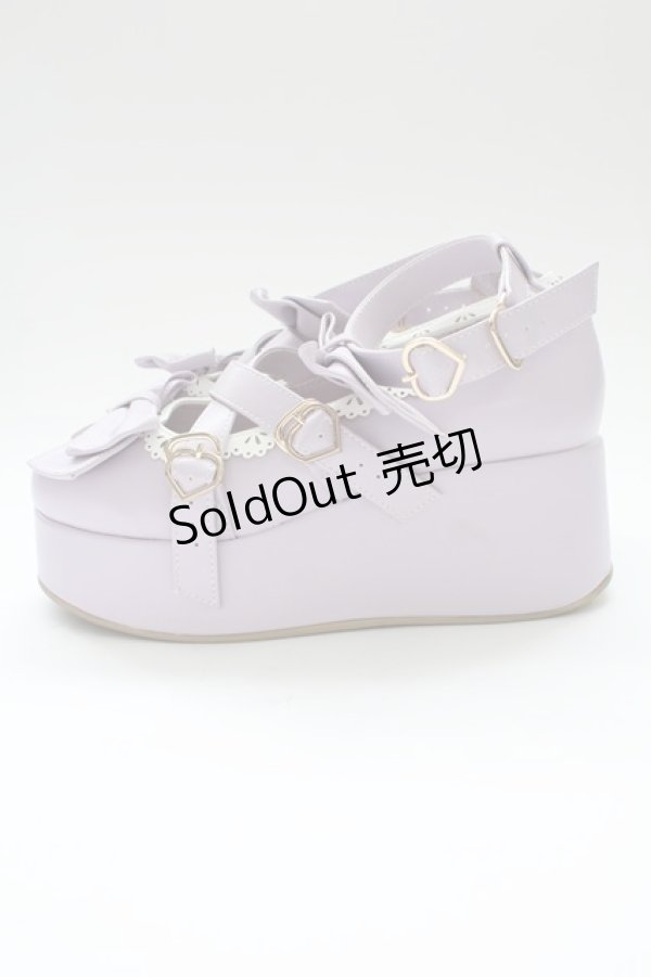 画像4: axes femme kawaii / リボンスカラップ配色シューズ L パープルＸ白 T-25-12-19-049-AX-SH-SA-ZT (4)