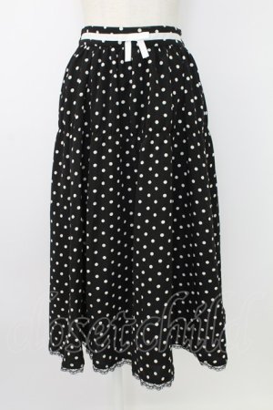 画像: LODISPOTTO / ドットリボンスカート  黒Ｘ白 T-25-12-19-015-LO-SK-SA-ZT