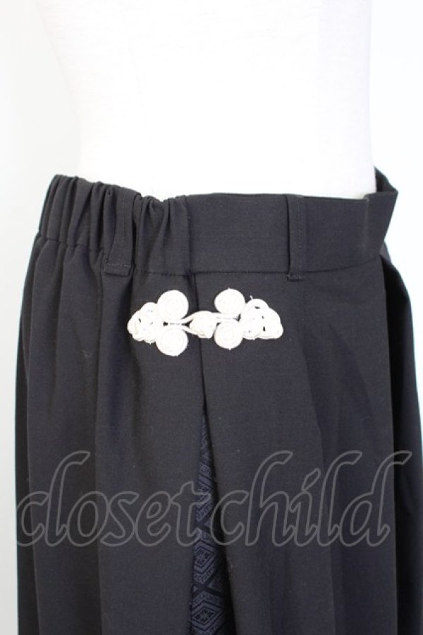 画像3: Spider Lily / チャイナパンツ  黒ｘ白 T-25-12-19-032-0-PA-SA-ZT (3)