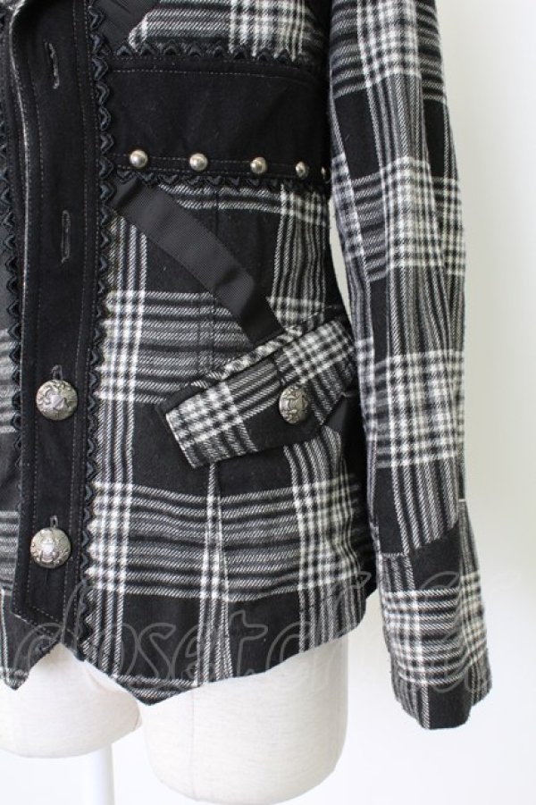 画像5: ALGONQUINS / ユニオンジャックタータンジャケット  黒X白チェック T-25-12-21-030-AL-JA-SA-ZT (5)