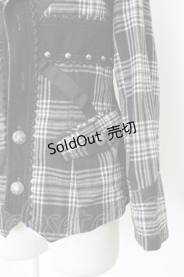 画像5: ALGONQUINS / ユニオンジャックタータンジャケット  黒X白チェック T-25-12-21-030-AL-JA-SA-ZT (5)