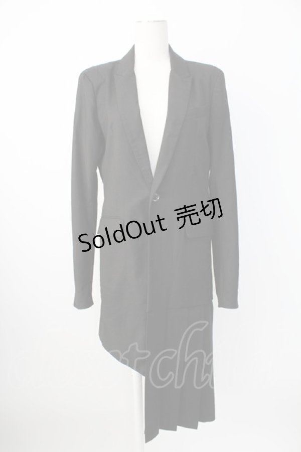 画像1: CIVARIZE / アシンメトリープリーツロングテーラードジャケット 44 黒 T-25-12-21-033-GO-JA-SA-ZT (1)