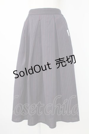 画像: Rydia / ストライプ&コビニャー刺繍ポケットスカート  ネイビーｘ赤 T-25-12-21-035-PU-SK-SA-ZT529