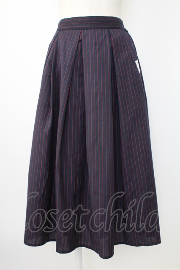 画像1: Rydia / ストライプ&コビニャー刺繍ポケットスカート  ネイビーｘ赤 T-25-12-21-035-PU-SK-SA-ZT (1)