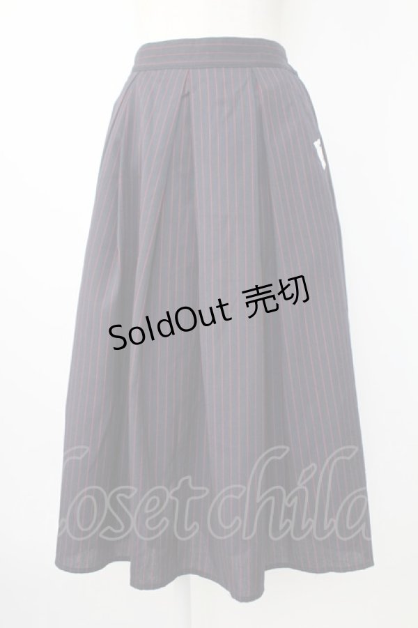 画像1: Rydia / ストライプ&コビニャー刺繍ポケットスカート  ネイビーｘ赤 T-25-12-21-035-PU-SK-SA-ZT529 (1)