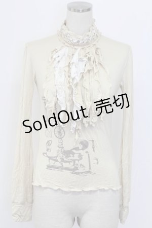 画像: STEAM / フロントフリル&プリントカットソー  生成り T-25-12-21-003-HN-TO-SA-ZT