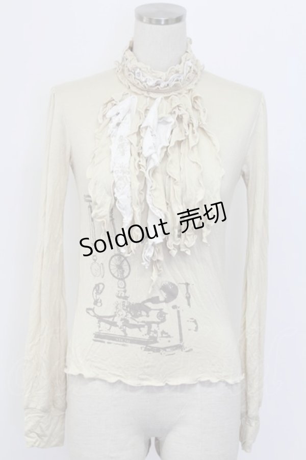 画像1: STEAM / フロントフリル&プリントカットソー  生成り T-25-12-21-003-HN-TO-SA-ZT (1)