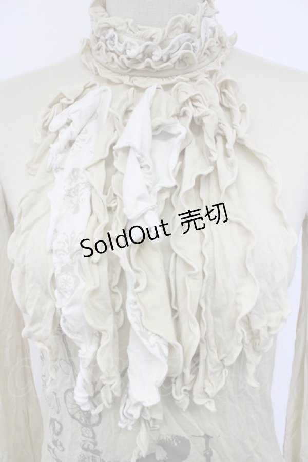 画像3: STEAM / フロントフリル&プリントカットソー  生成り T-25-12-21-003-HN-TO-SA-ZT (3)