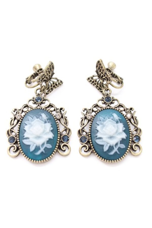 画像1: axes femme / ローズカメオイヤリング  青 T-25-12-21-045-AX-AC-SA-ZT (1)