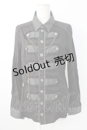 画像: ALGONQUINS / ストライプナポレオンシャツ  黒Ｘ白 T-25-12-21-011-AL-BL-SA-ZT