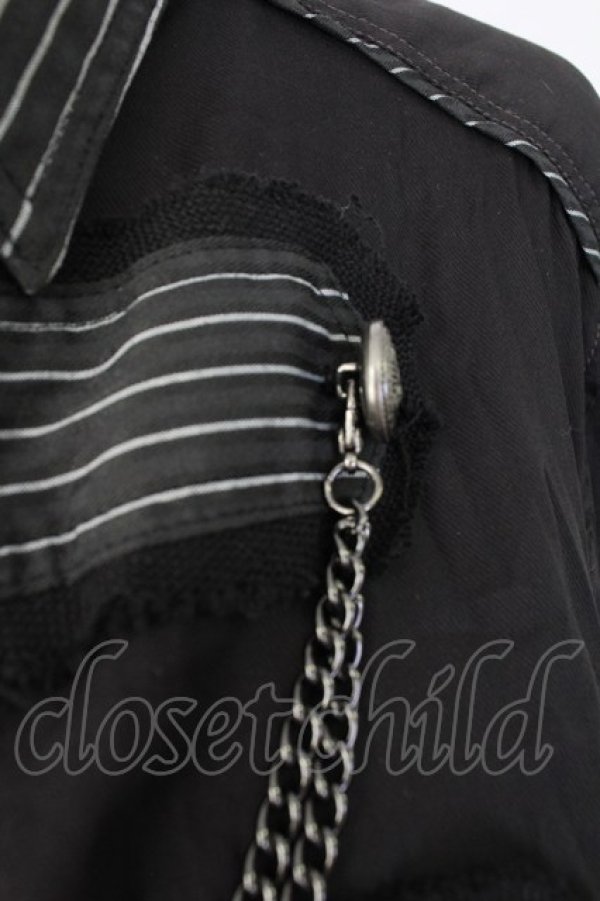 画像5: ALGONQUINS / ストライプナポレオンシャツ  黒Ｘ白 T-25-12-21-011-AL-BL-SA-ZT (5)