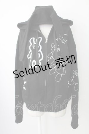 画像: Candy Stripper / GRAFFITI PRINT HOODIE  黒Ｘ白 T-25-12-21-016-PU-TO-SA-ZT528