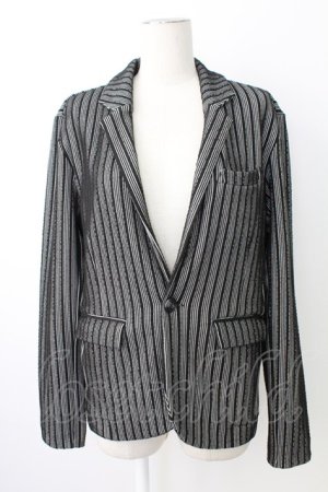 画像: CavariA / ストライプジャケット 44 黒ｘ白 T-25-12-21-022-0-JA-SA-ZT