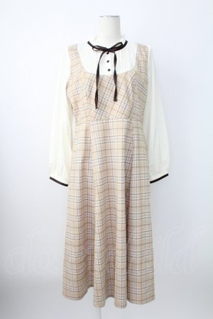 画像: axes femme / レイヤード風チェック柄ワンピース  ブラウン T-25-12-21-023-AX-OP-SA-ZT529