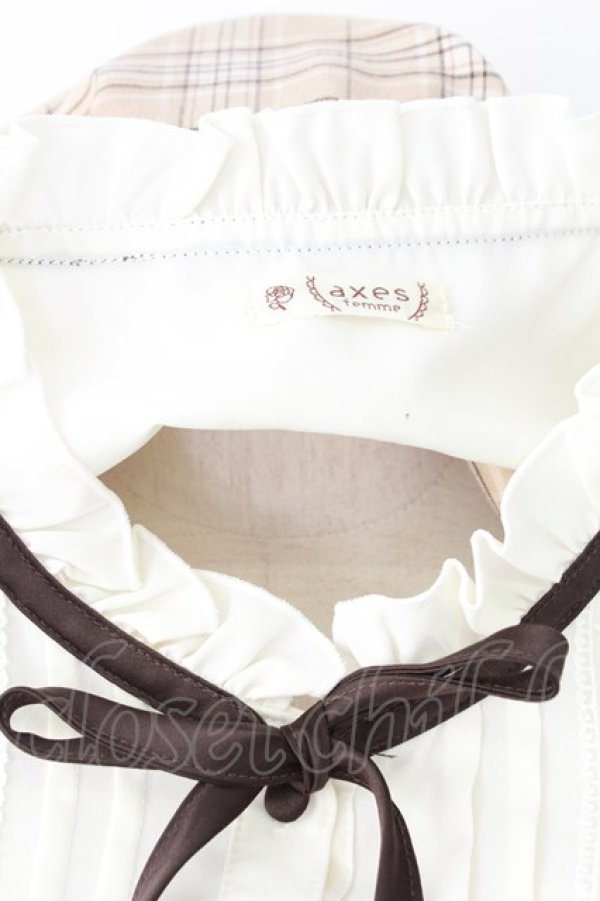 画像4: axes femme / レイヤード風チェック柄ワンピース  ブラウン T-25-12-21-023-AX-OP-SA-ZT (4)