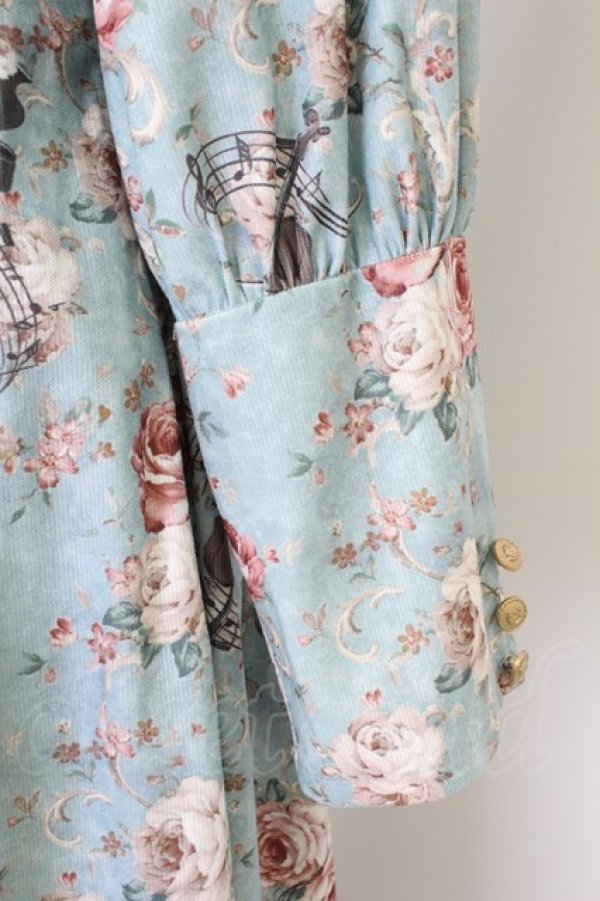 画像3: axes femme / 音楽と薔薇柄ドレス風ワンピース  青 T-25-12-21-026-AX-OP-SA-ZT (3)