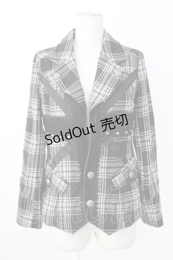 画像1: ALGONQUINS / ユニオンジャックタータンジャケット  黒X白チェック T-25-12-21-030-AL-JA-SA-ZT (1)