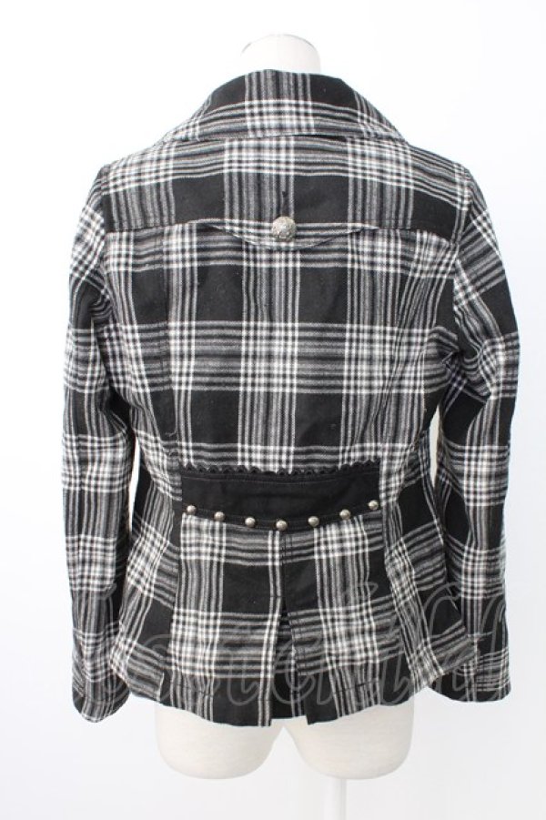 画像2: ALGONQUINS / ユニオンジャックタータンジャケット  黒X白チェック T-25-12-21-030-AL-JA-SA-ZT (2)