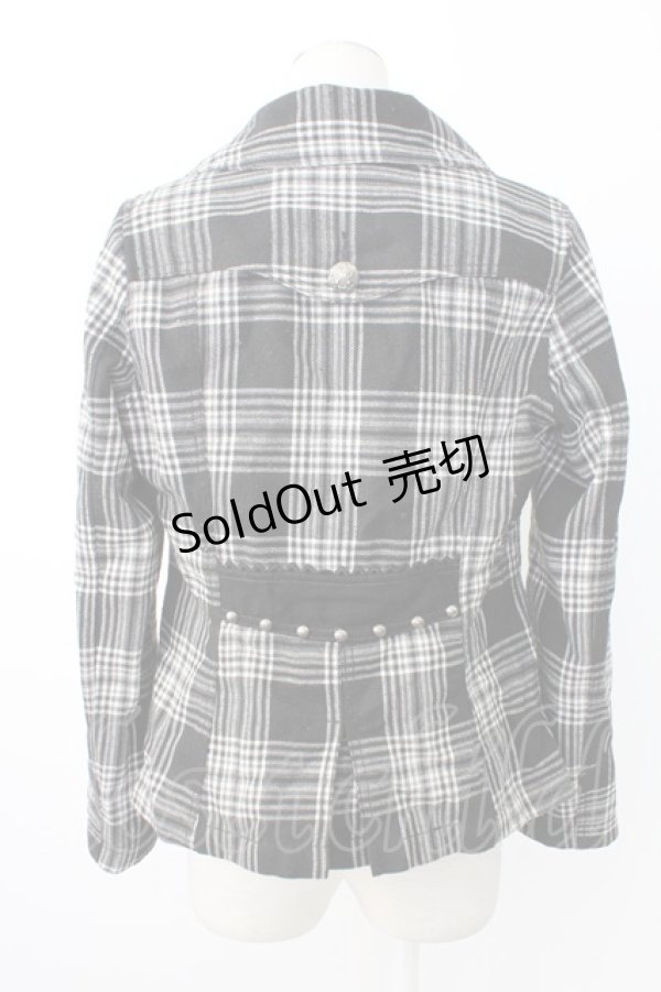 画像2: ALGONQUINS / ユニオンジャックタータンジャケット  黒X白チェック T-25-12-21-030-AL-JA-SA-ZT (2)